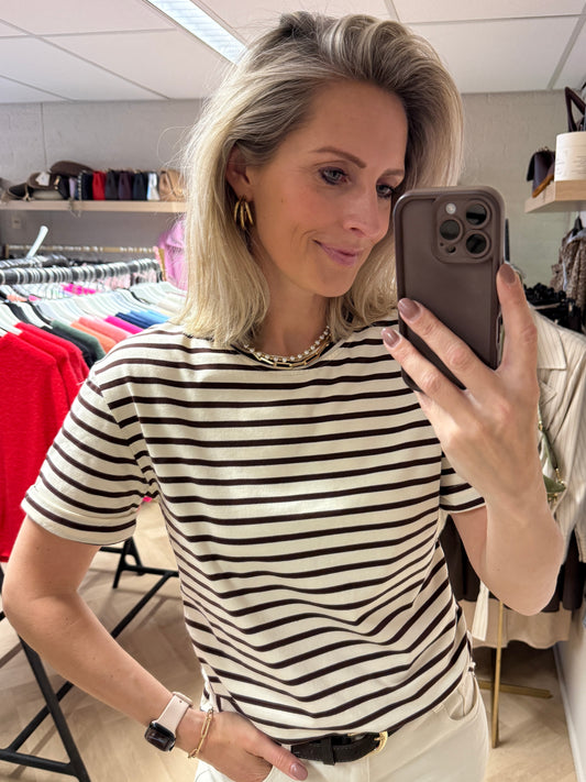 T-shirt Emma Katoen Streep Choco KM