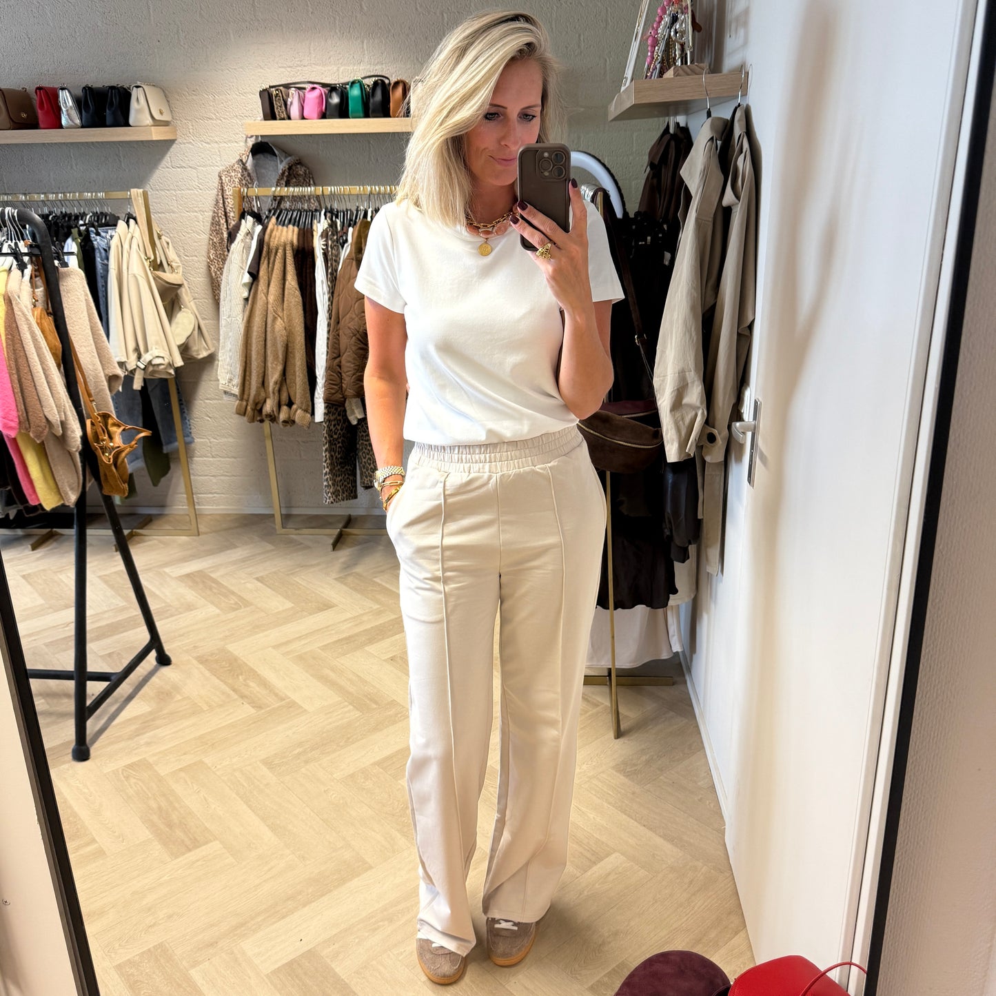 Broek Stephanie Katoen Beige