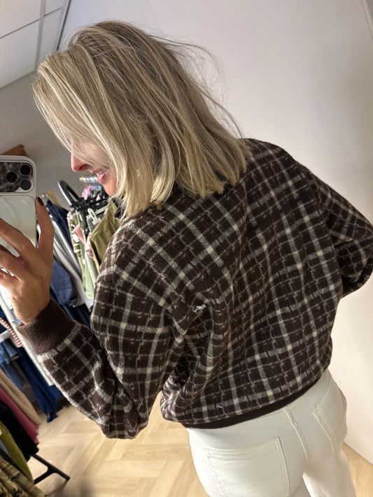 Vest Jolie Ruit Bruin Wit