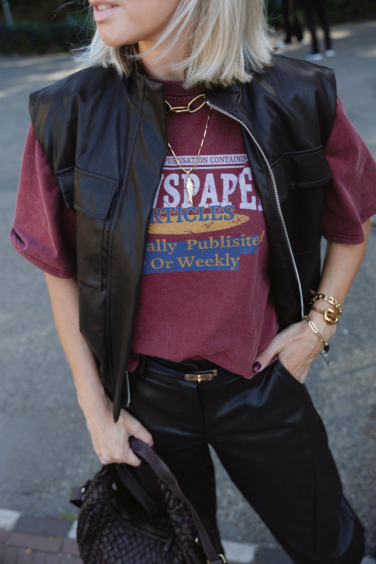 T-Shirt Julia Newspaper Bordeaux