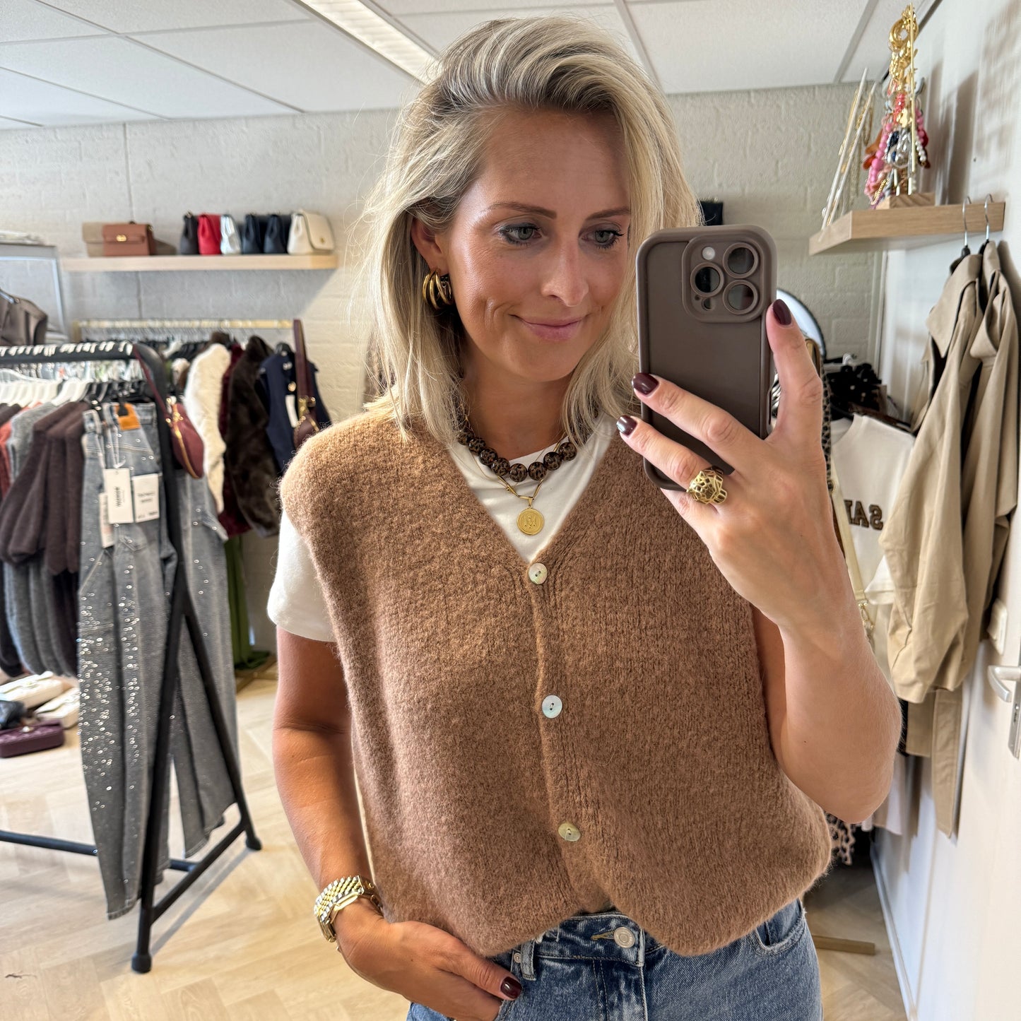 Gilet Claudia Alpaca Caramel
