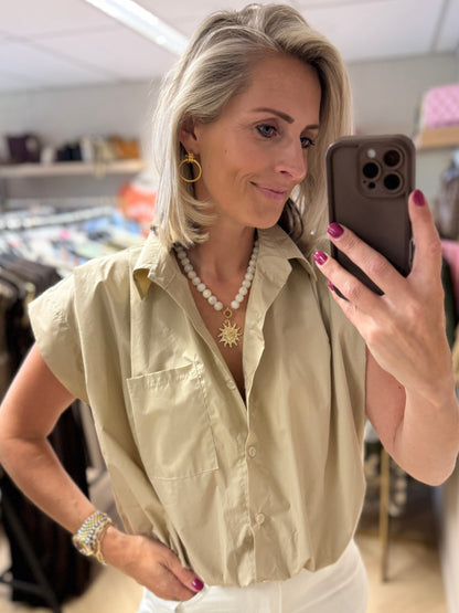 Blouse Eva Pof Elastiek Beige