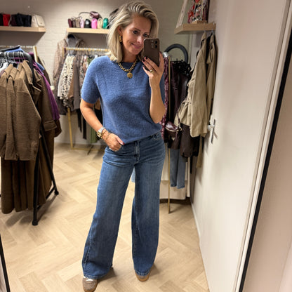 Trui Claudia Korte Mouw Alpaca Blauw