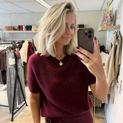 Trui Claudia Alpaca Korte Mouw Burgundy