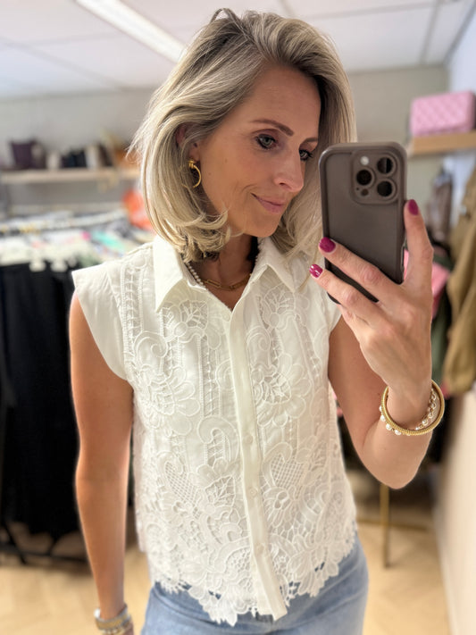 Blouse Mandy Broderie Anglaise Wit