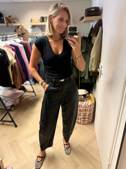 Top Knitted V-Hals Zwart