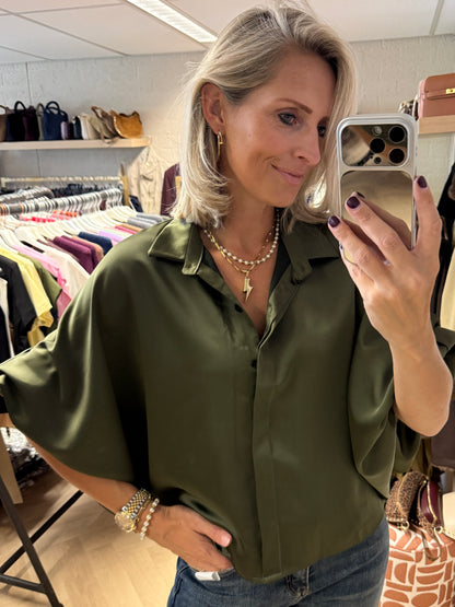 Blouse Satijn Mila Ballonmouwen Groen
