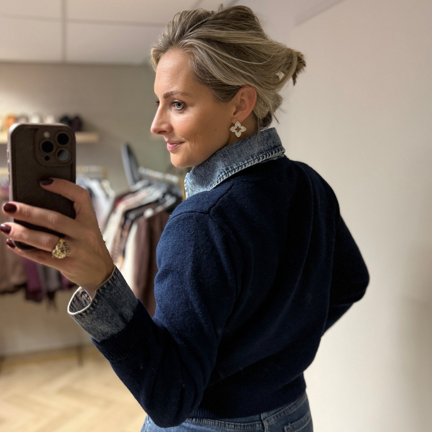 Vest Sammy Denim Knit Navy