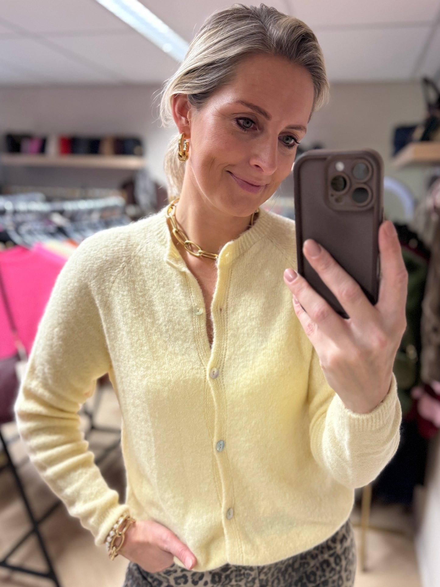 Vest Claudia Lange Mouw Alpaca Zachtgeel