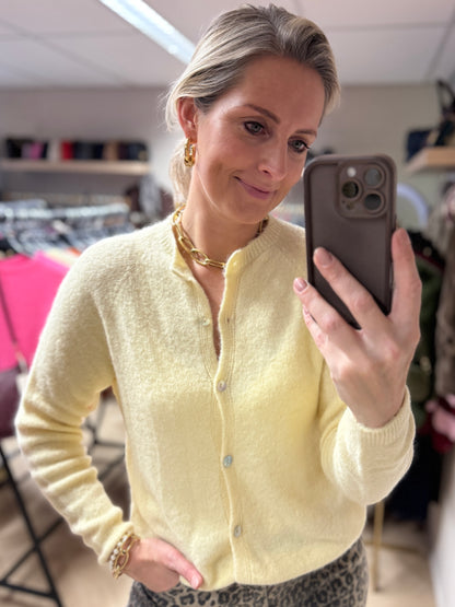 Vest Claudia Lange Mouw Alpaca Zachtgeel