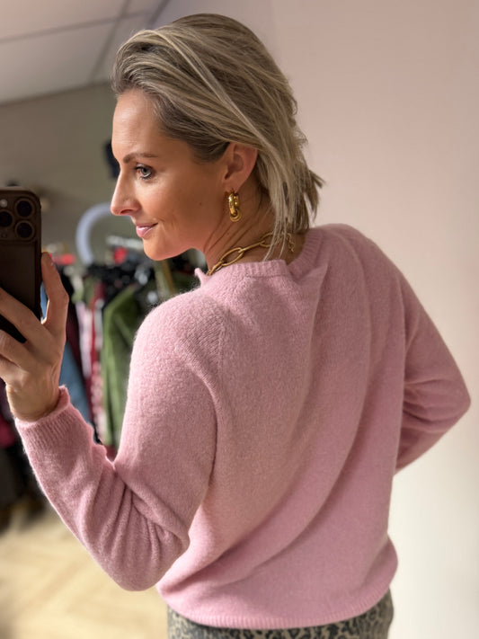 Vest Claudia Lange Mouw Alpaca Zachtroze