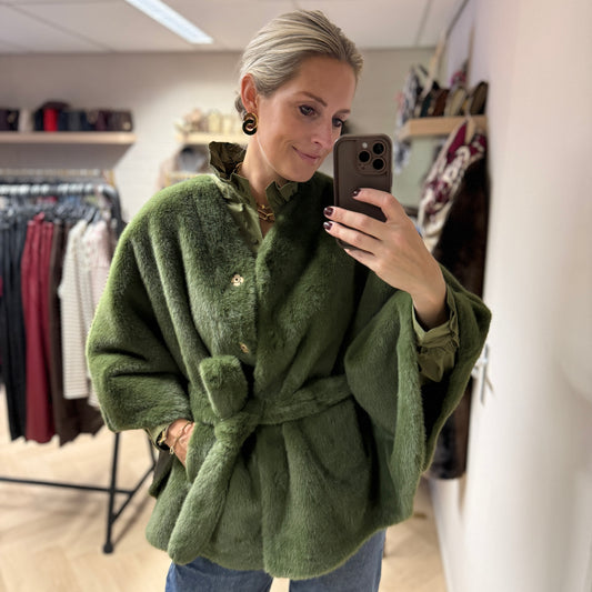 Poncho Faux Fur Groen