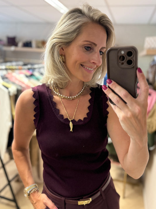 Top Stella Rib Lurex Plum