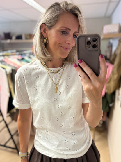 Shirt Broderie Katoen Wit
