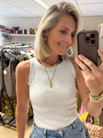 Top Lisa Rib Light Grey Mélange