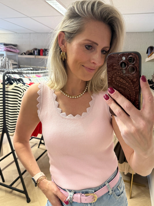 Top Stella Rib Lurex Roze