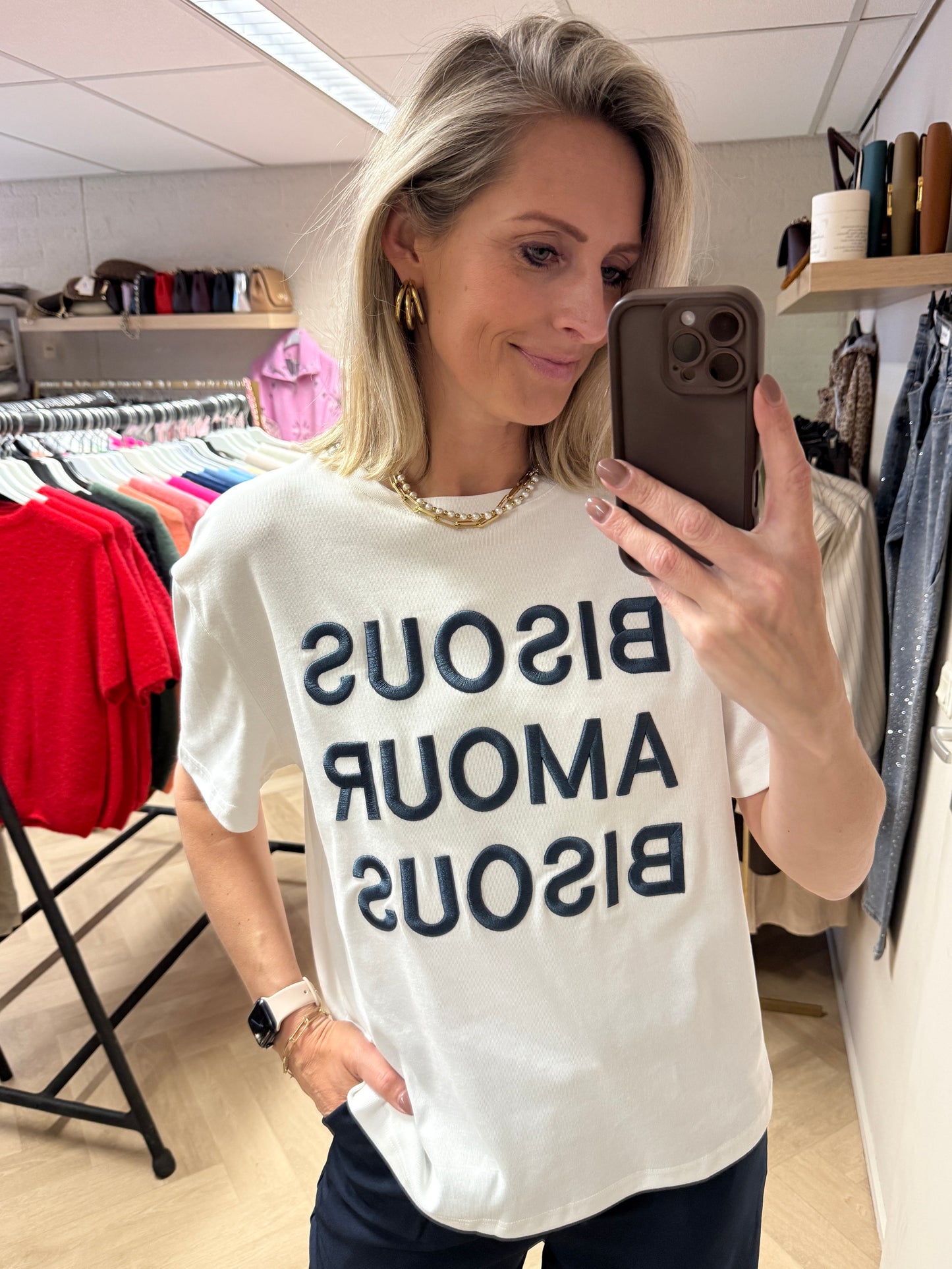 Shirt Bisous Wit Blauw