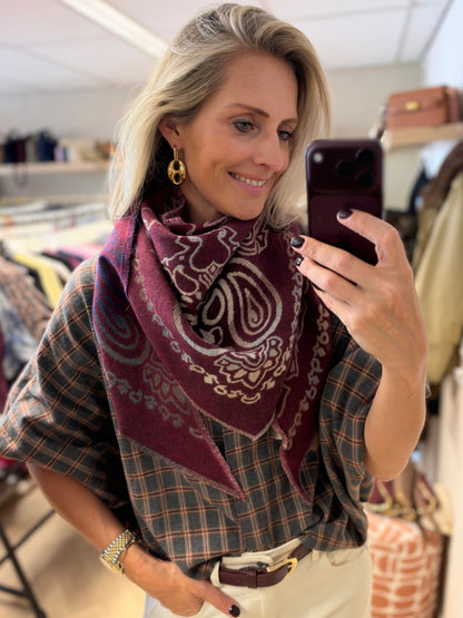 Sjaal Driehoek Paisley Burgundy
