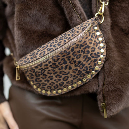 Tas Debby Suède Studs Leopard