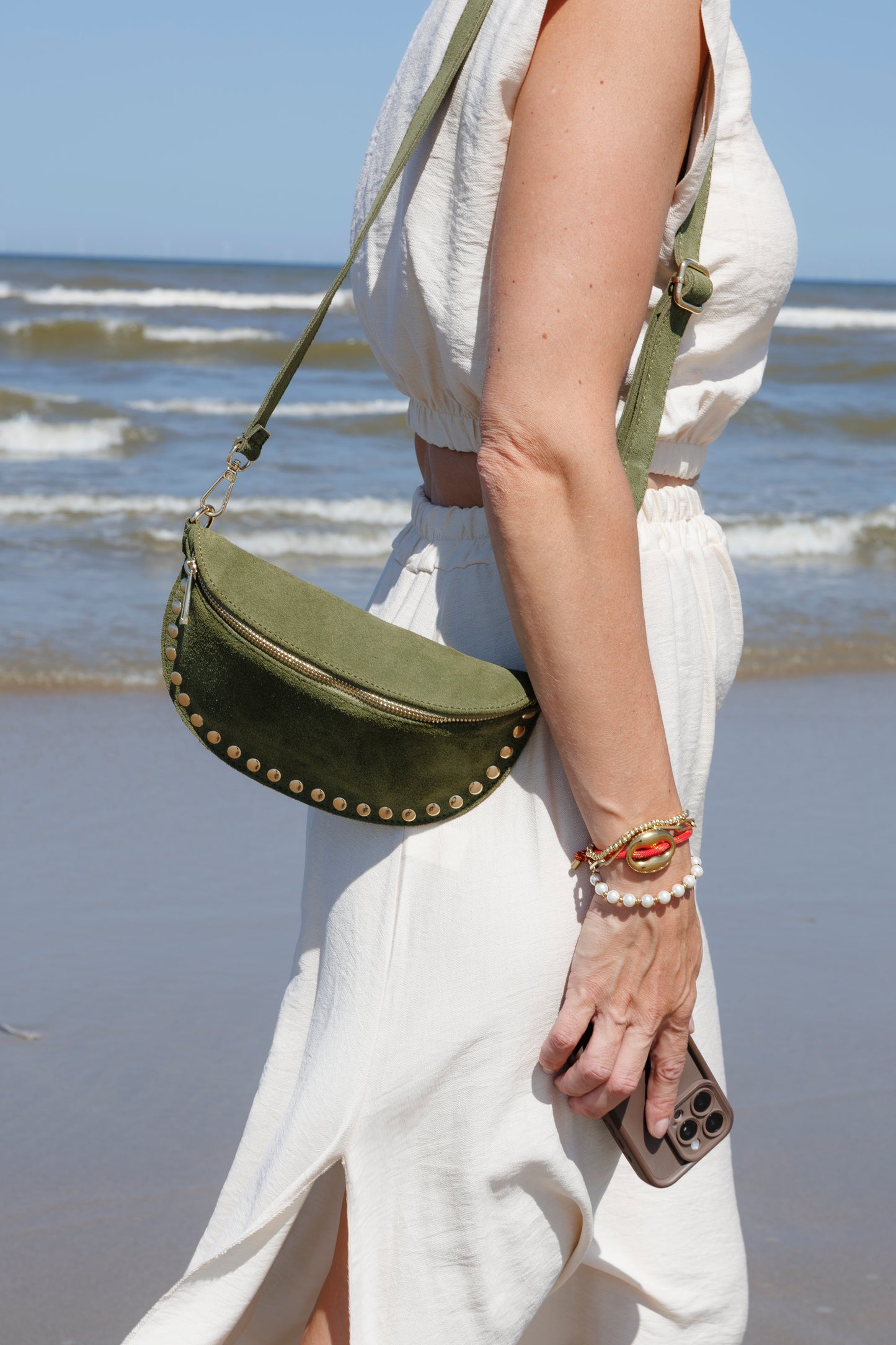 Tas Debby Suède Studs Groen