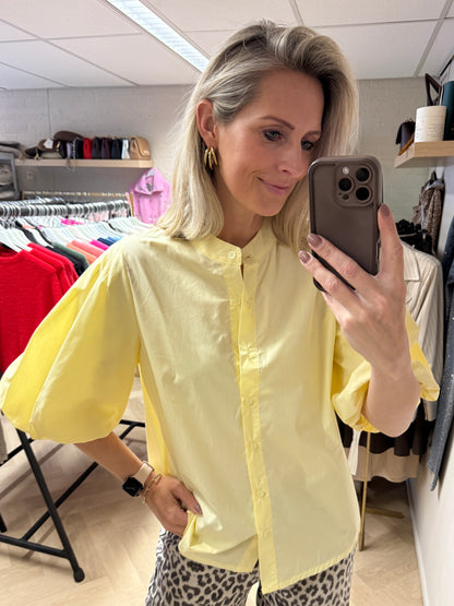 Blouse Fenna KM Pofmouw Zachtgeel