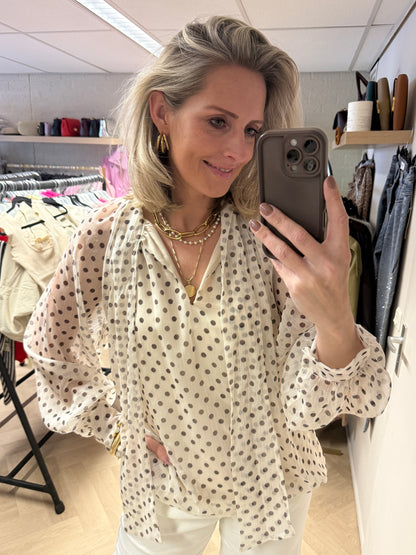 Blouse Jill Polkadot Ecru Bruin