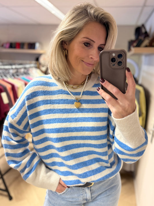 Trui Pip Streep Blauw Ecru