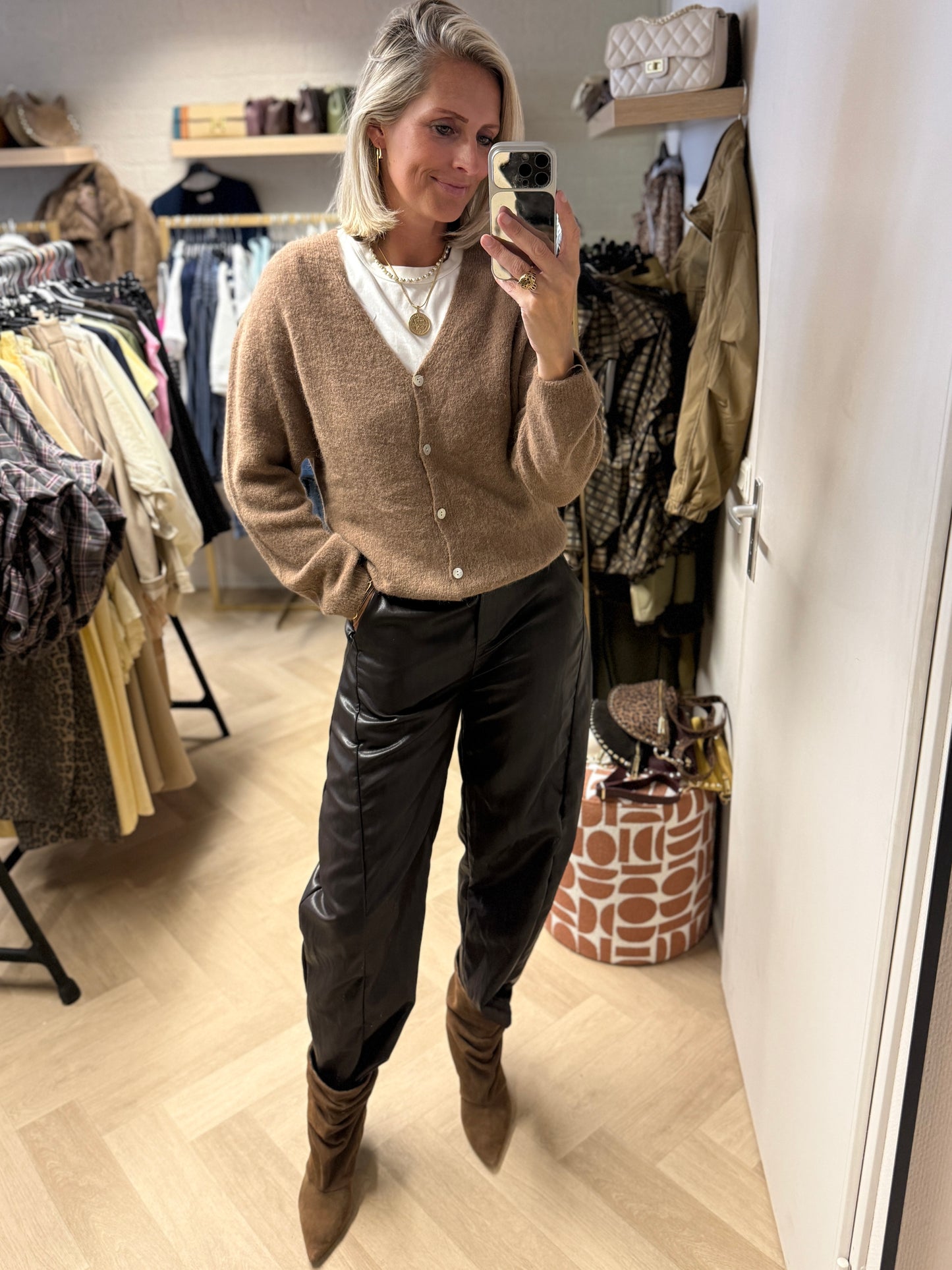 Vest Claudia Alpaca Lange Mouw Camel