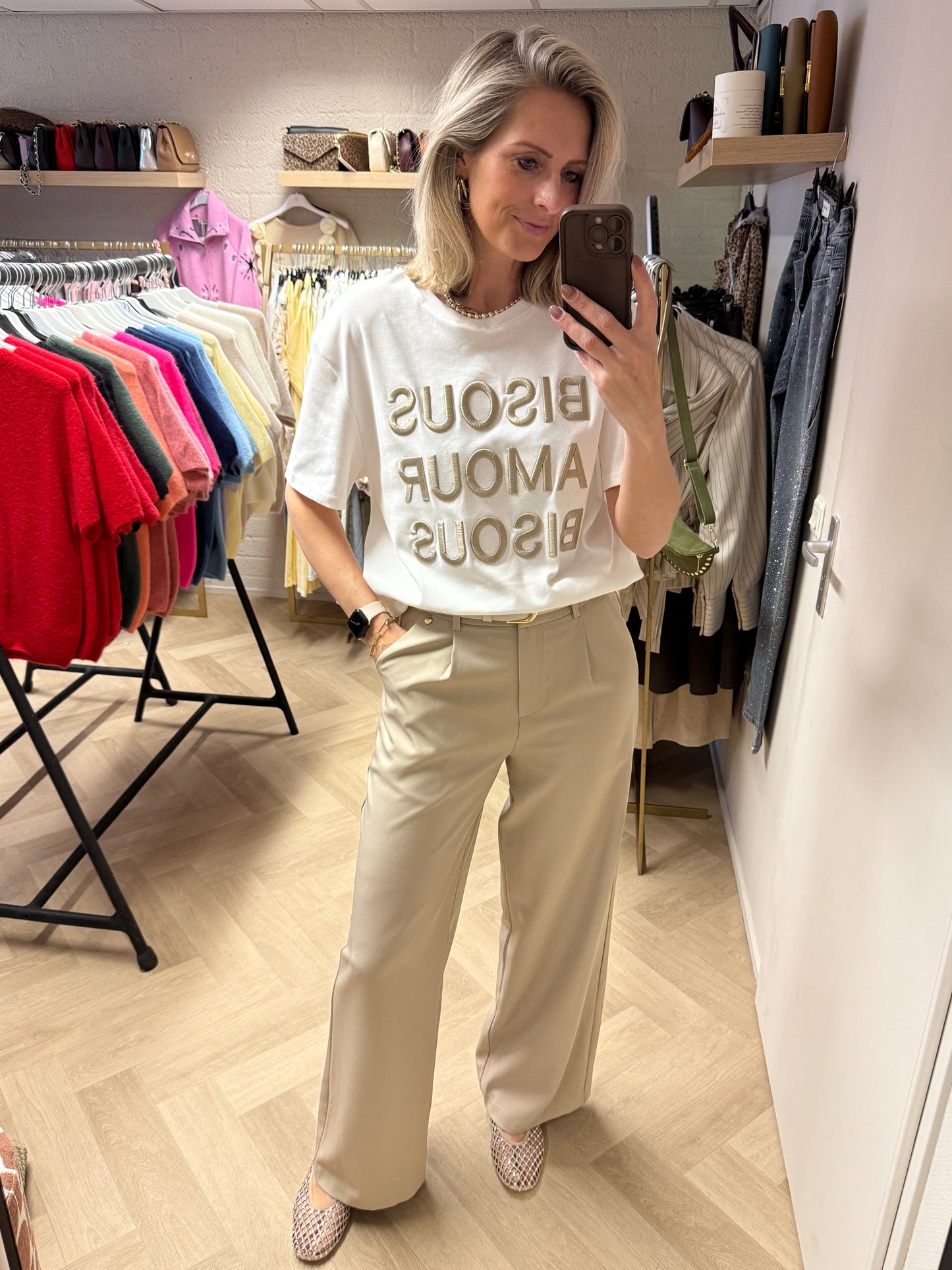 Shirt Bisous Wit Beige