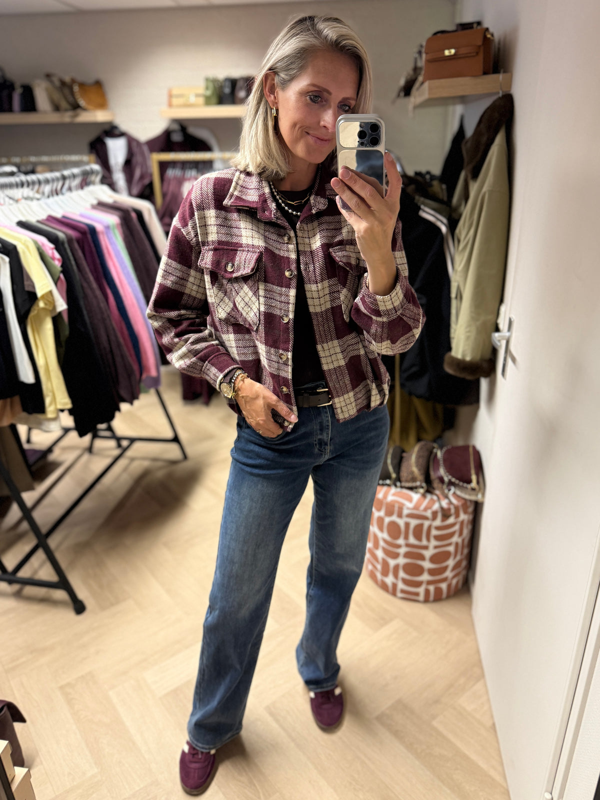 Vest Blouse Jill Ruit Bordeaux Crème