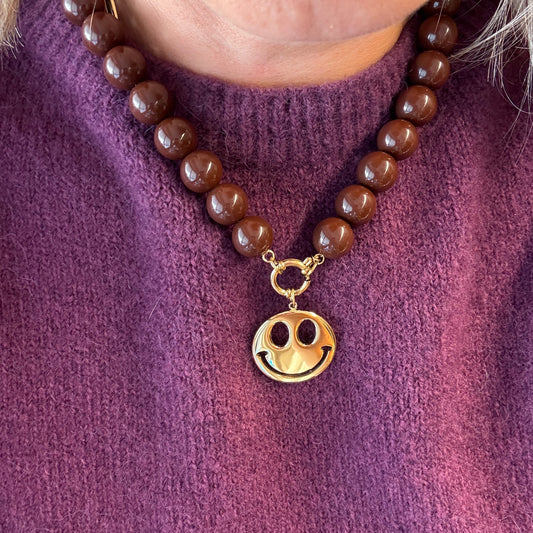 Ketting Isa Kralen Bruin Smiley