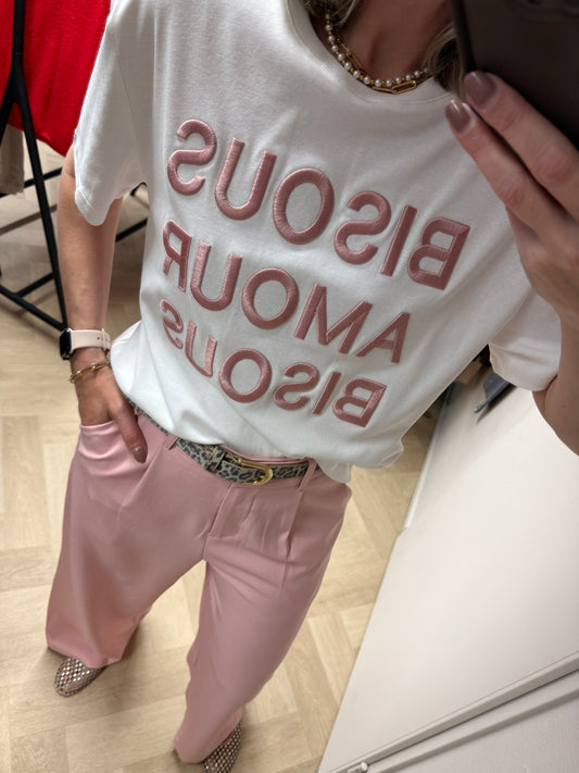 Shirt Bisous Wit Roze