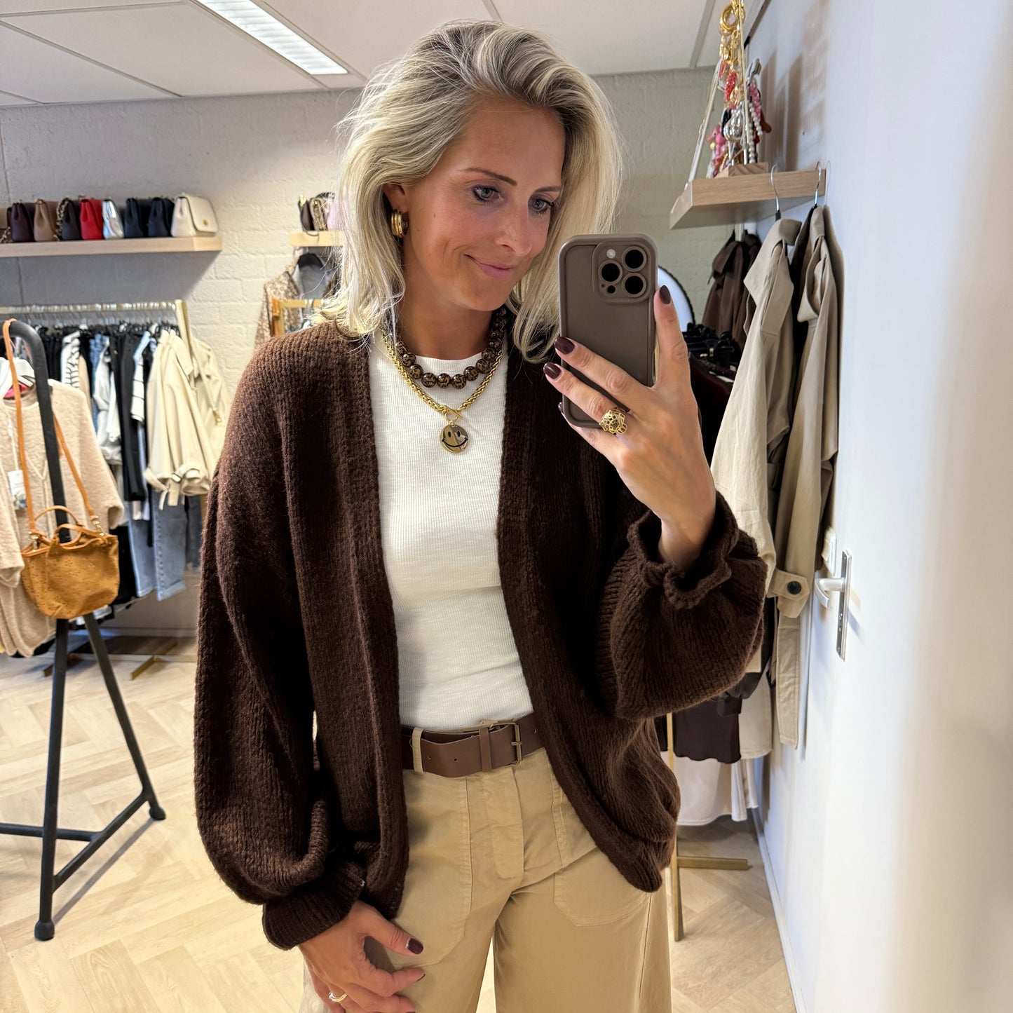 Vest Marcia Acryl Donkerbruin