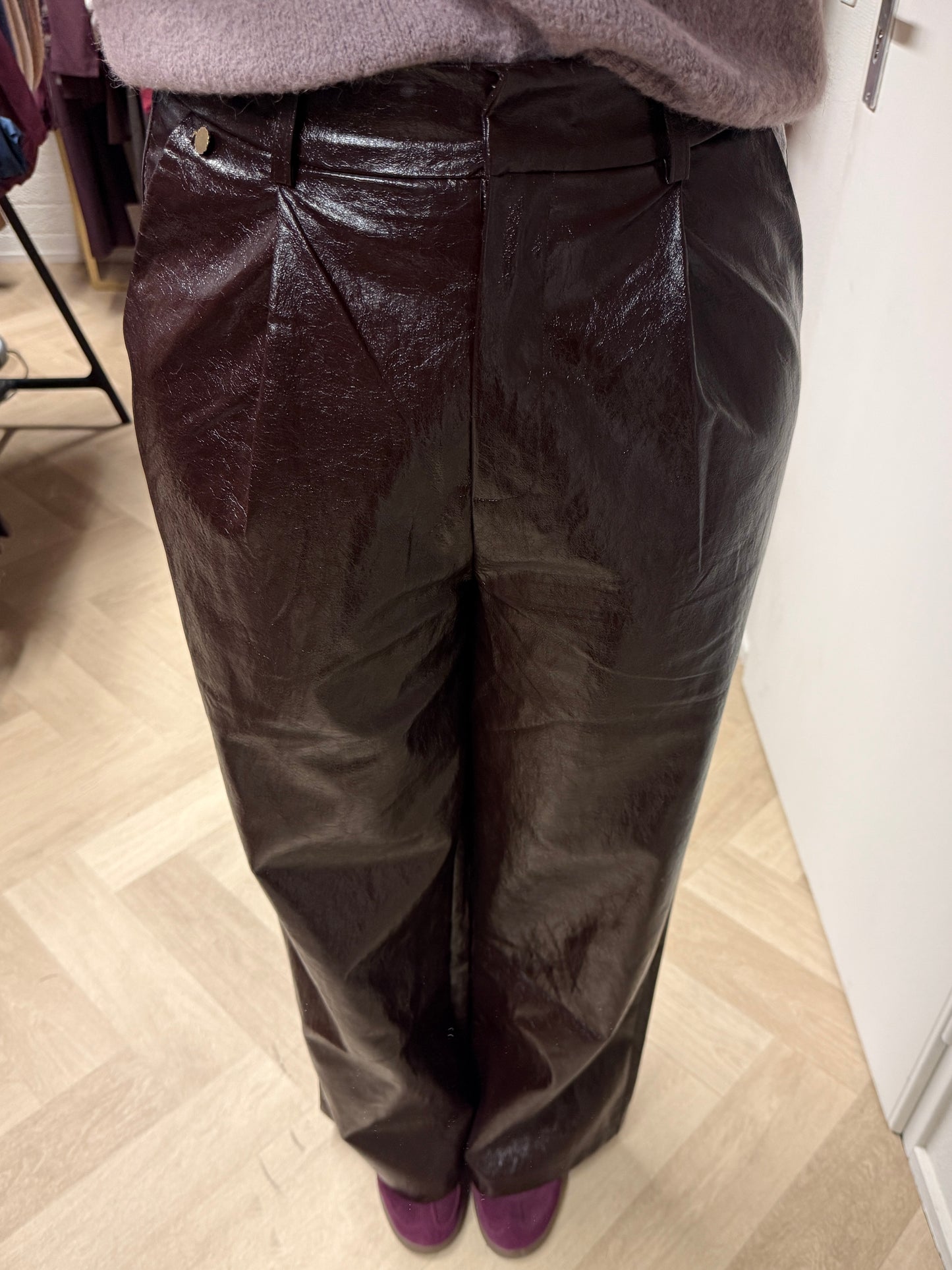 Pantalon Farah Pu Leather Bruin Lak