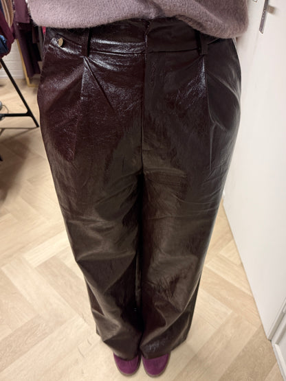 Pantalon Farah Pu Leather Bruin Lak