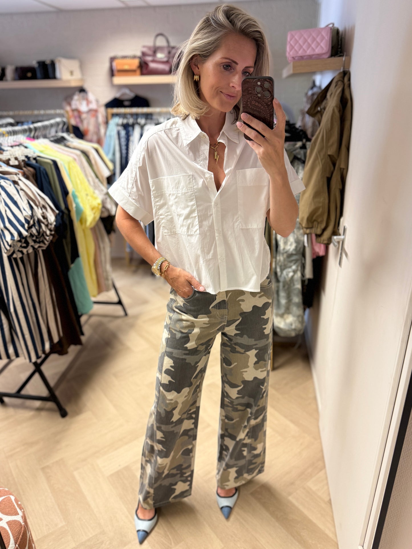 Queen Hearts Broek Armyprint Wide Legg