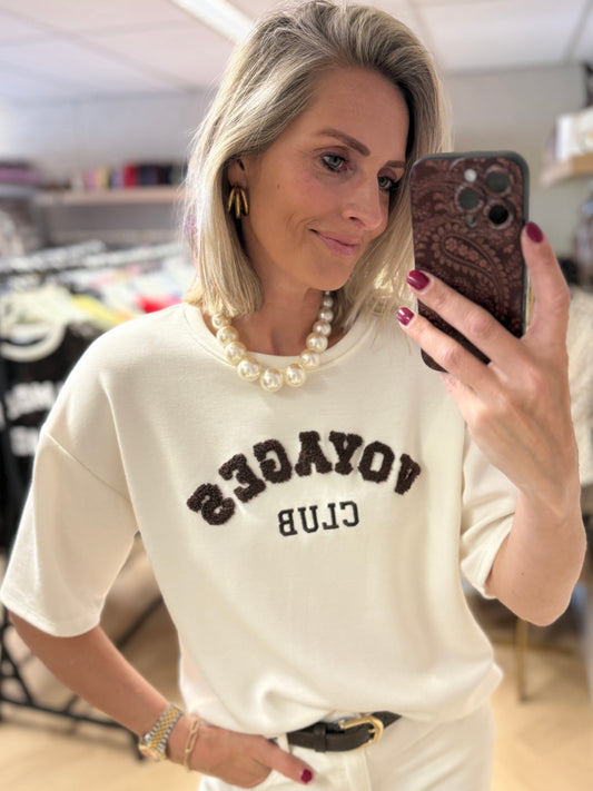 Shirt Voyages Club Wit Bruin