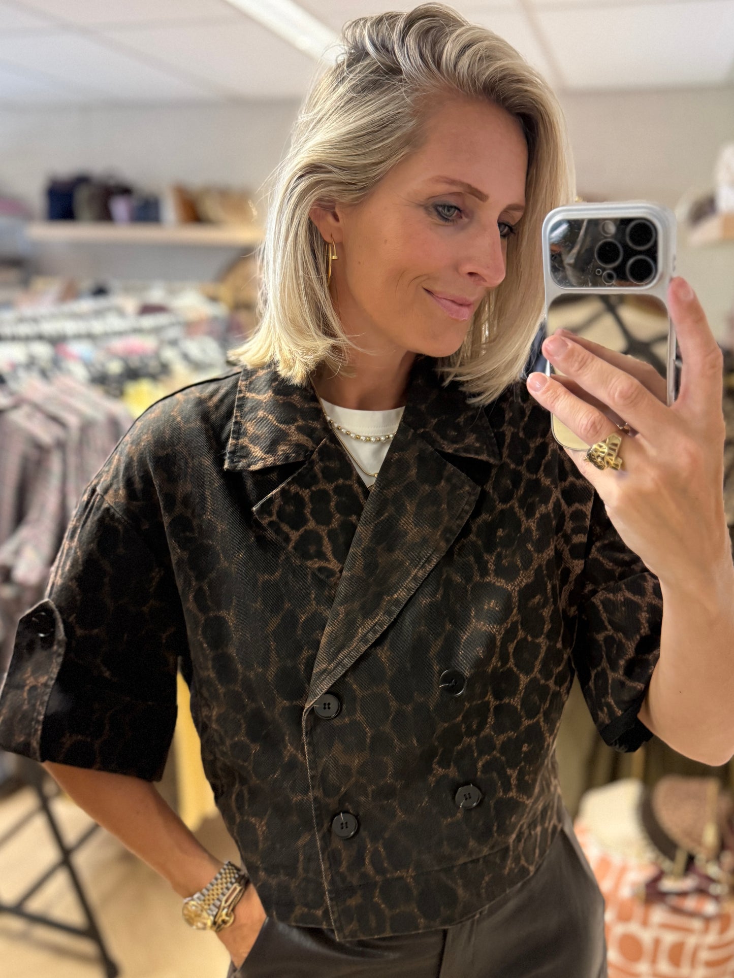 Jas Trench Korte Mouw Leopard