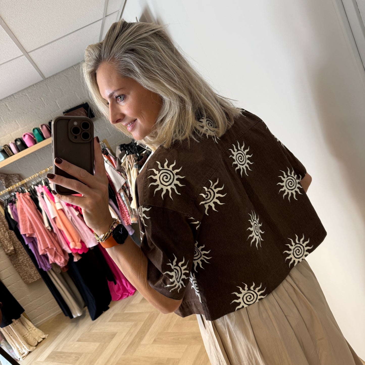 Blouse Kelly Katoen Choco Zonnetjes