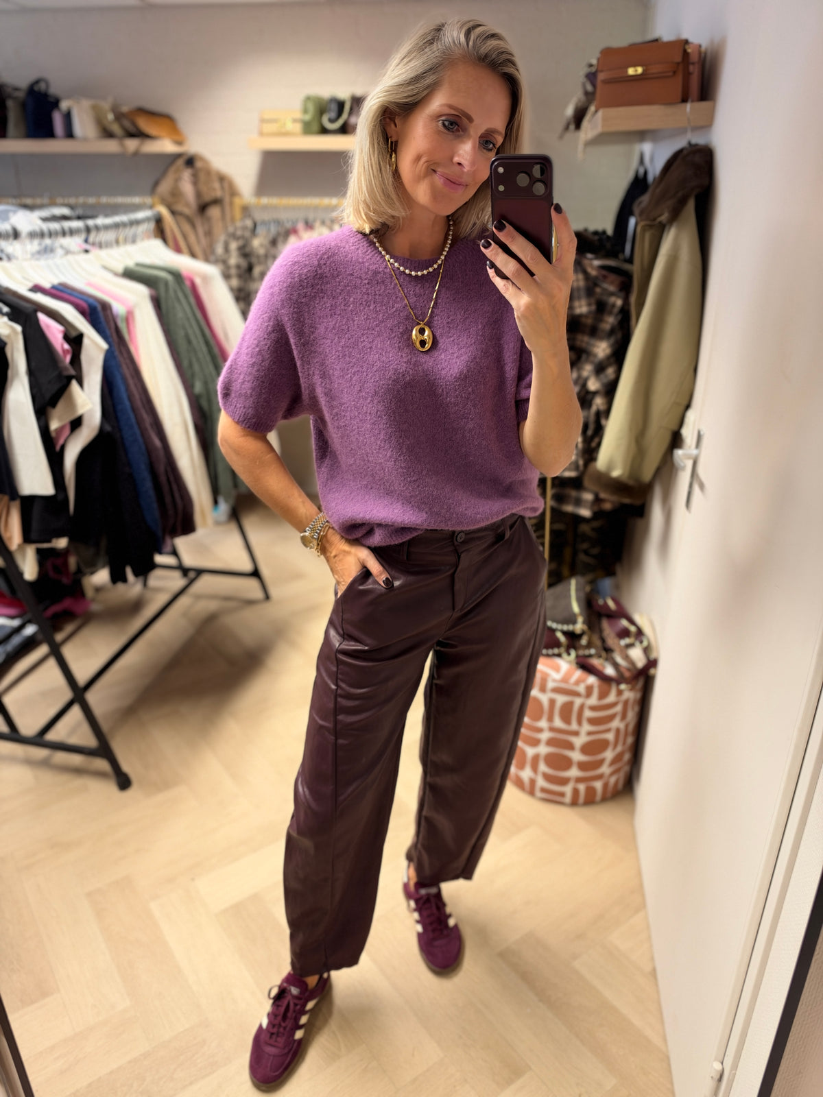 Trui Claudia Korte Mouw Alpaca Lilac