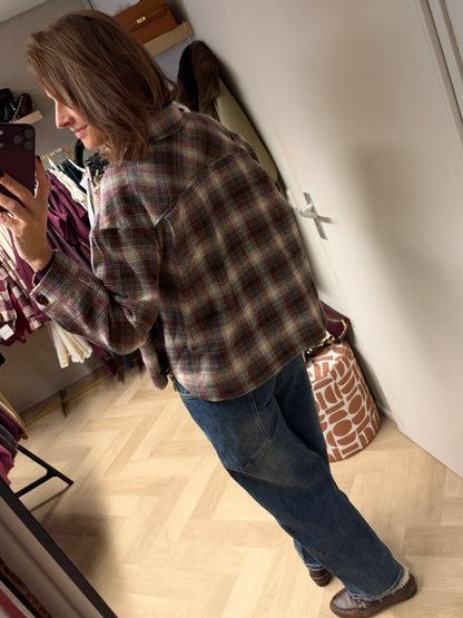 Vest Wende Ruit Bordeaux Grijs