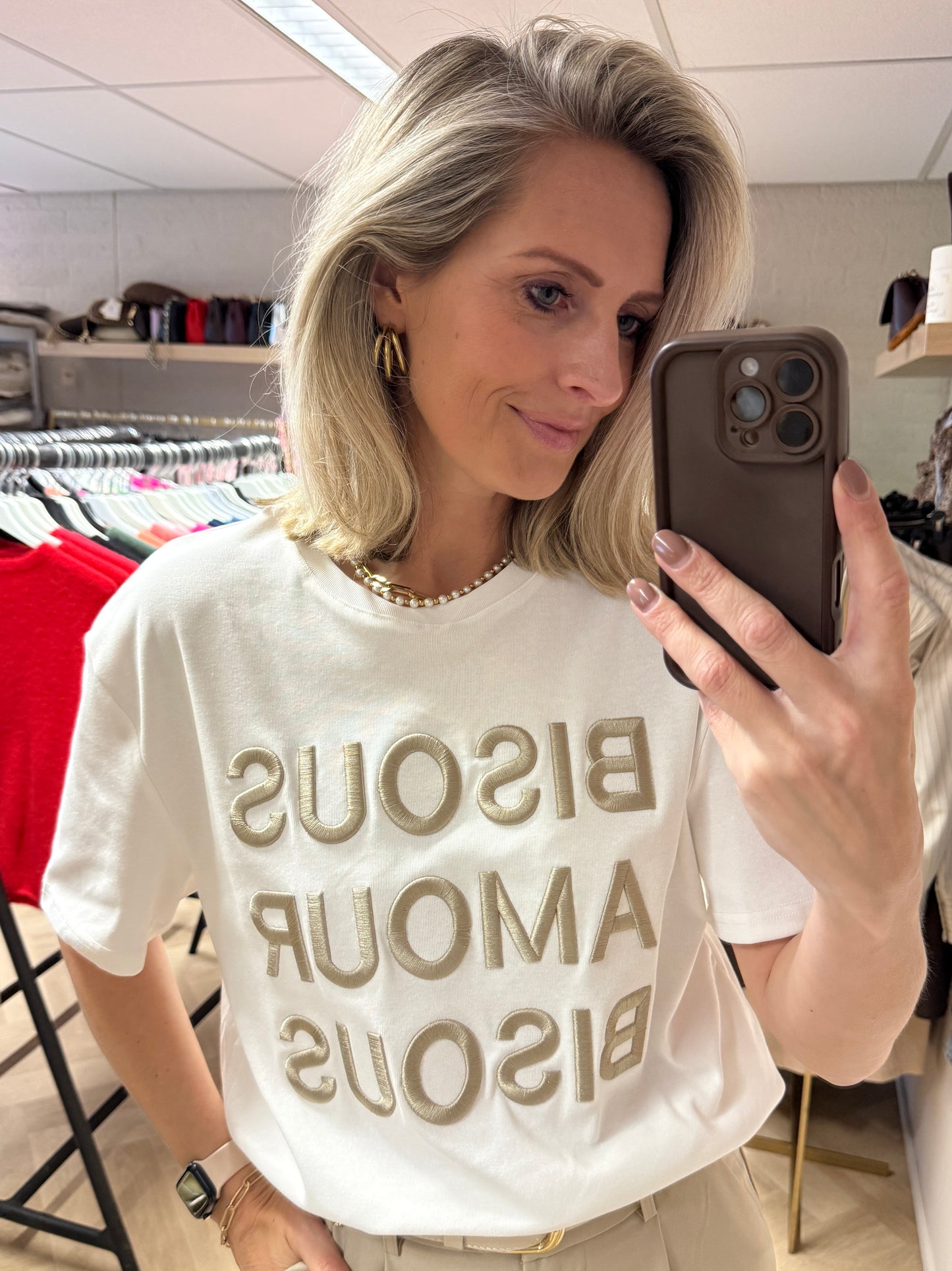 Shirt Bisous Wit Beige