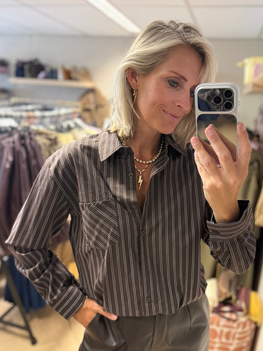 Blouse Eef Streep LM Bruin