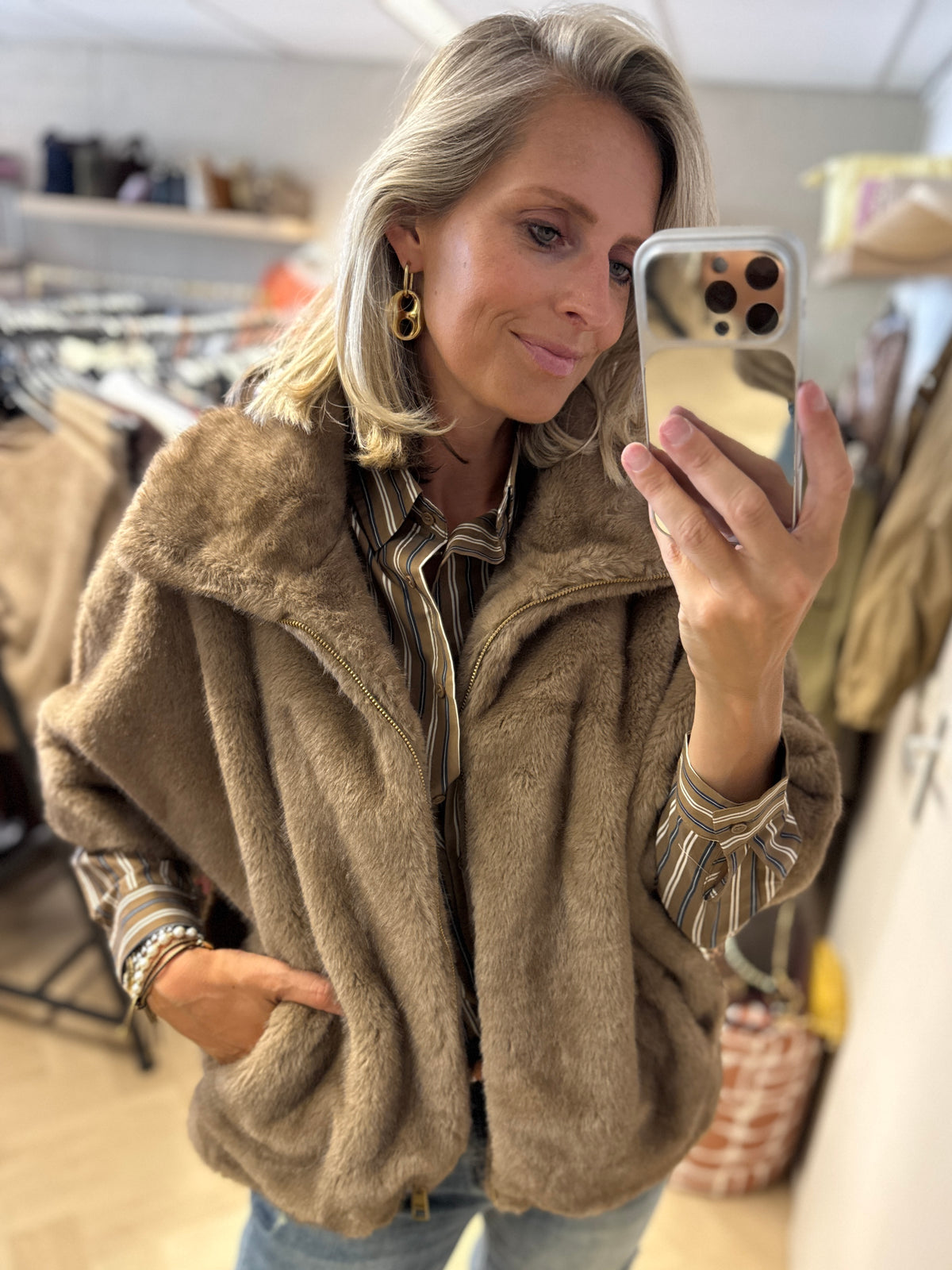 Jack Rowan Faux Fur Taupe