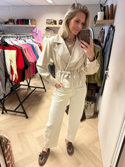 Blazer Charlie Krijtstreep Beige Bruin