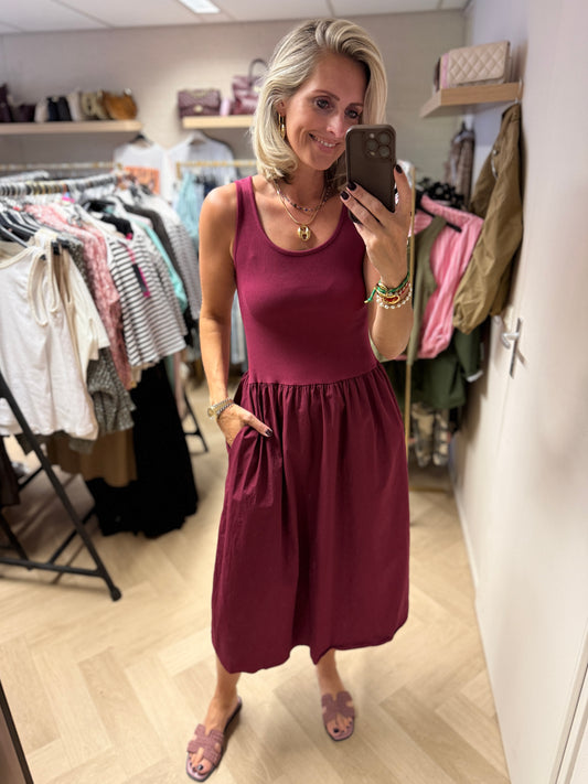 Jurk Katy Katoen Topdress Bordeaux