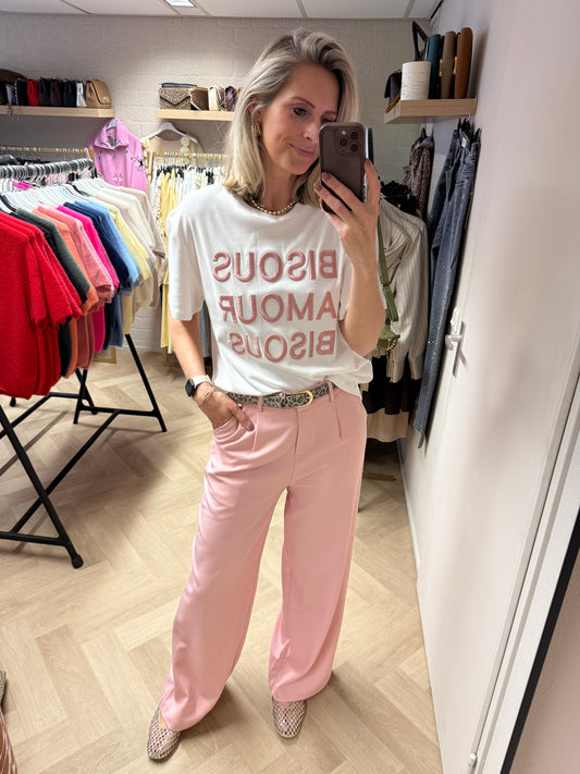 Shirt Bisous Wit Roze
