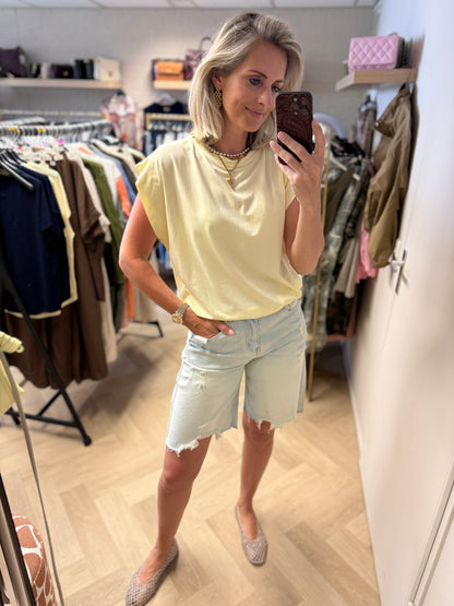 Shirt Joy Elastiek Zachtgeel