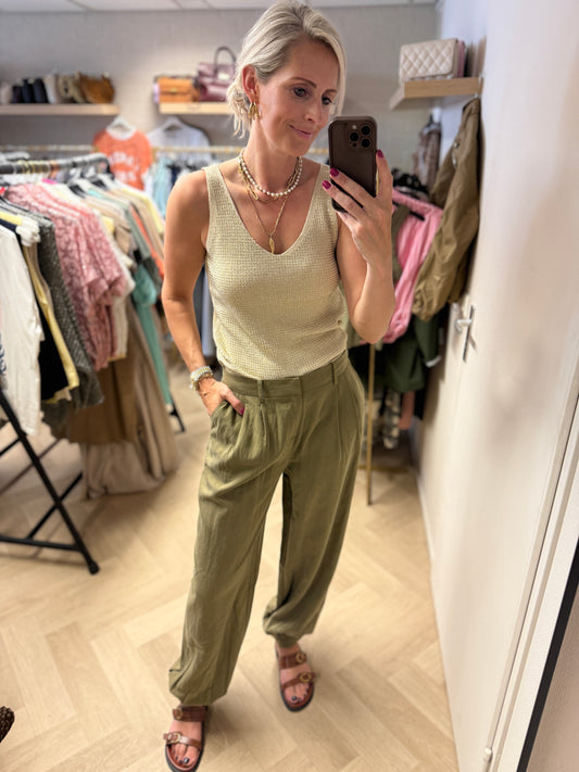 Top Jill Strass V-hals Beige