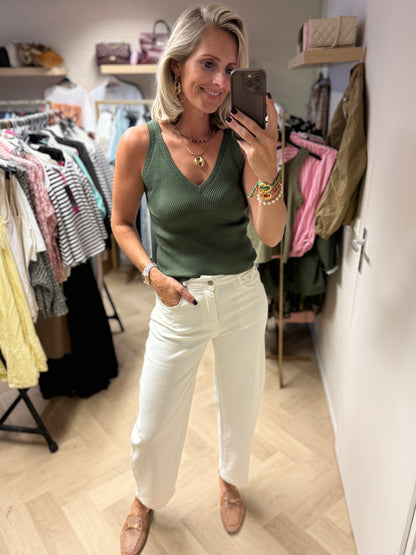 Top Linda V-hals Viscose Armygroen